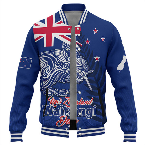New Zealand Baseball Jacket Waitangi Day Flag Kiwi Bird Style