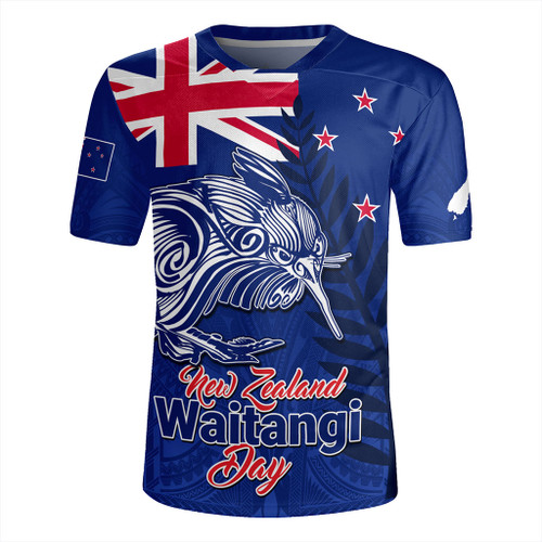 New Zealand Rugby Jersey Waitangi Day Flag Kiwi Bird Style