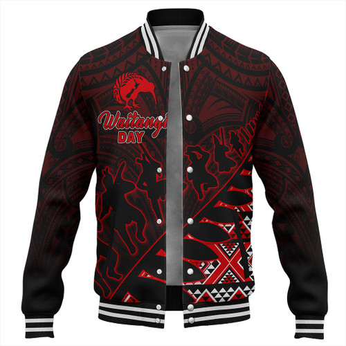 New Zealand Baseball Jacket Maori Tribal Siver Fern Waitangi Day