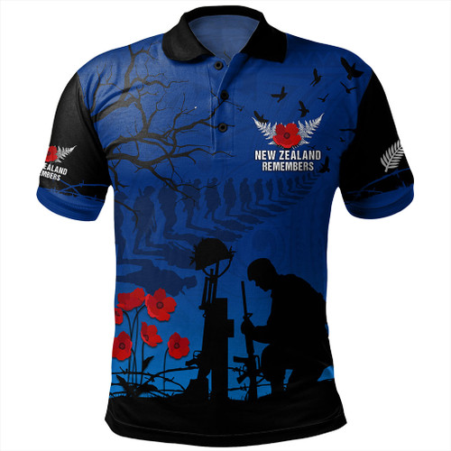 New Zealand Polo Shirt Silver Fern Lest We Forget Remember
