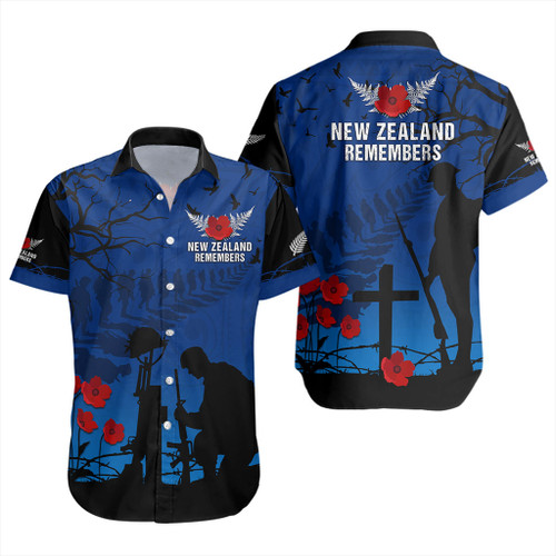 New Zealand Short Sleeve Shirt Silver Fern Lest We Forget Remember