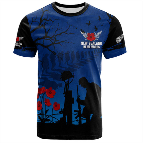 New Zealand T-Shirt Silver Fern Lest We Forget Remember