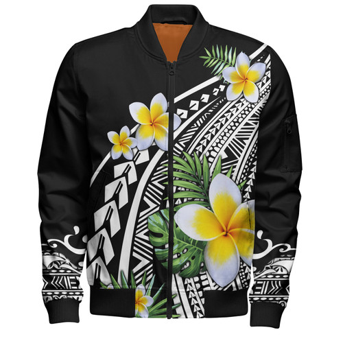 Hawaii Bomber Jacket Plumeria Polynesian Pattern1