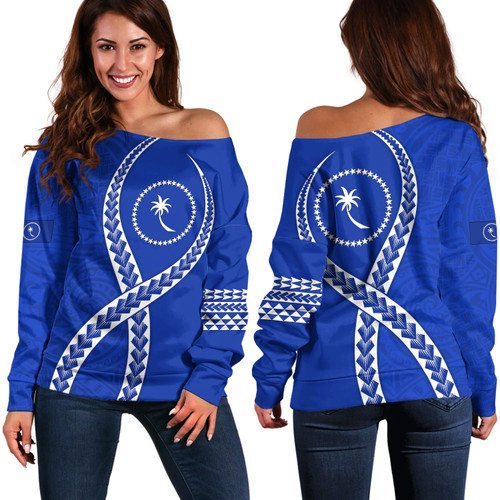 Chuuk State Off Shoulder Sweatshirt Tribal Polynesian In My Heart