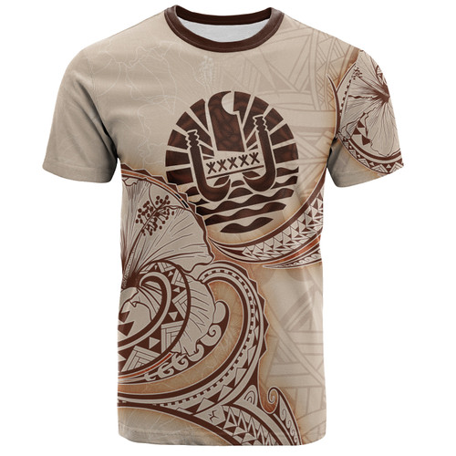 Tahiti T-Shirt Hibiscus Flowers Vintage Style1