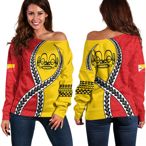 Marquesas Islands Off Shoulder Sweatshirt Tribal Polynesian In My Heart