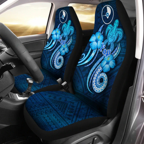 Yap Car Seat Covers - Turtle and Tribal Tattoo Of Polynesian