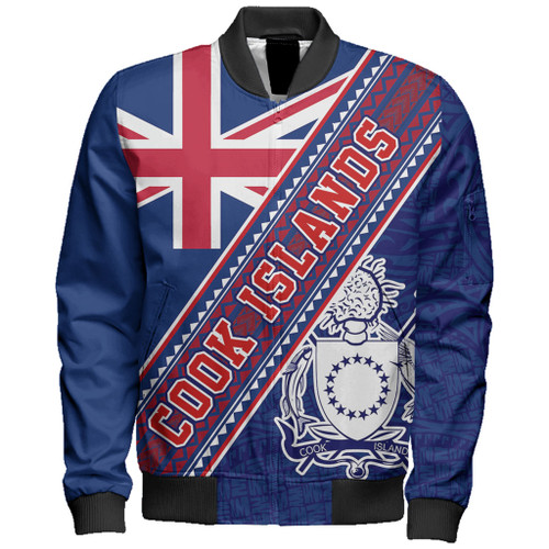 Cook Islands Bomber Jacket Flag And Coat Of Arms