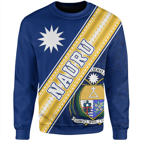 Nauru Sweatshirt Flag And Coat Of Arms