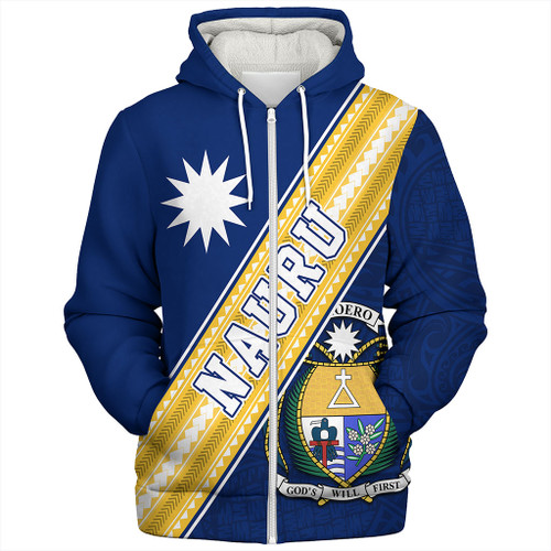 Nauru Sherpa Hoodie Flag And Coat Of Arms
