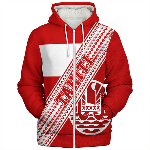 Tahiti Sherpa Hoodie Flag And Coat Of Arms