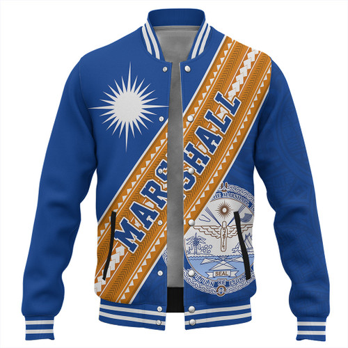 Marshall Islands Baseball Jacket Flag And Coat Of Arms