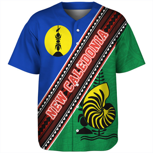 New Caledonia Baseball Shirt Flag And Coat Of Arms