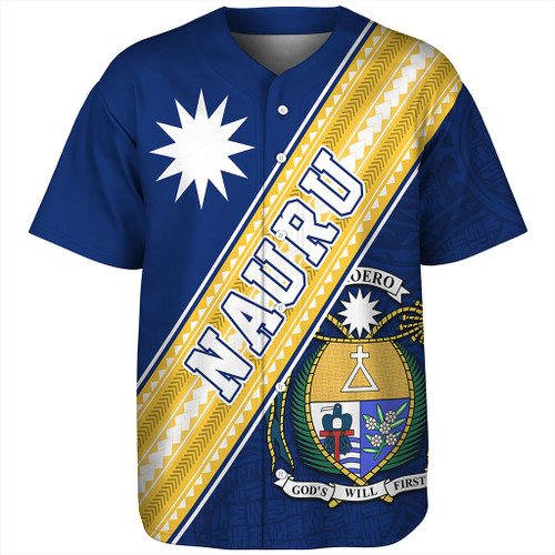 Nauru Baseball Shirt Flag And Coat Of Arms
