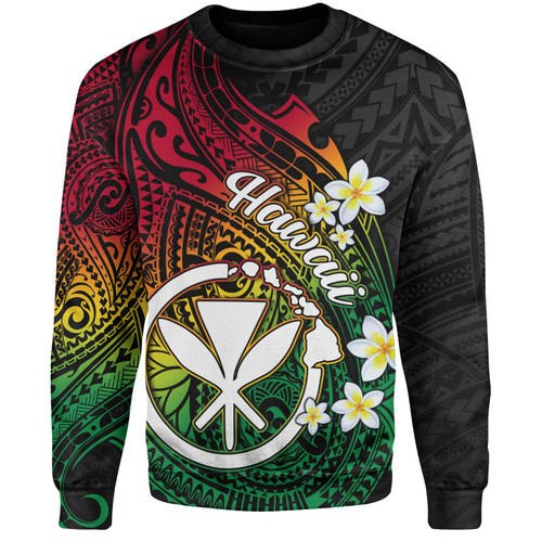 Hawaii Sweatshirt Custom Plumeria Flowers Tribal Motif Reggae1