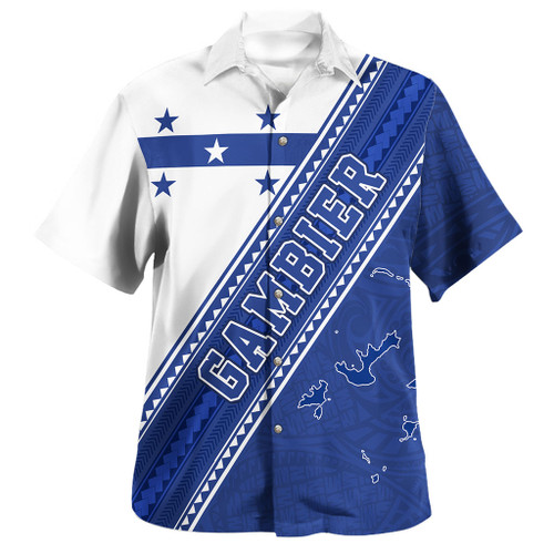 Gambier Islands Hawaiian Shirt Flag And Coat Of Arms