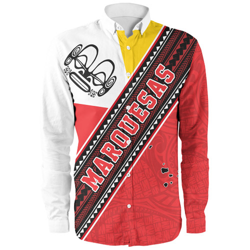 Marquesas Islands Long Sleeve Shirt Flag And Coat Of Arms