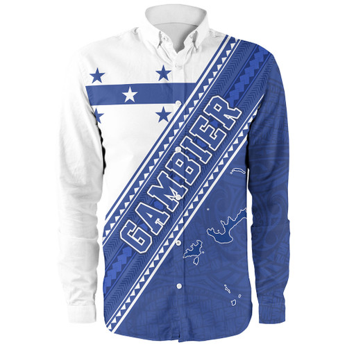Gambier Islands Long Sleeve Shirt Flag And Coat Of Arms