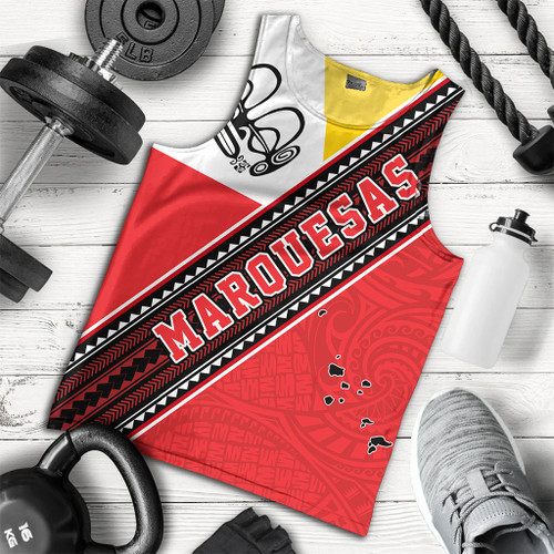 Marquesas Islands Tank Top Flag And Coat Of Arms