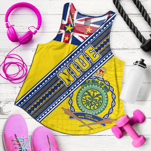 Niue Women Tank Flag And Coat Of Arms
