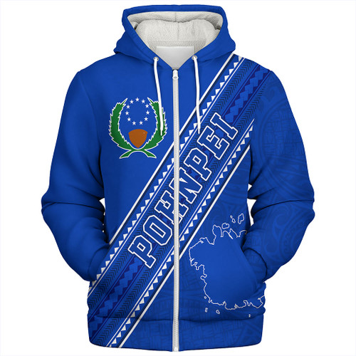 Pohnpei State Sherpa Hoodie Flag And Coat Of Arms