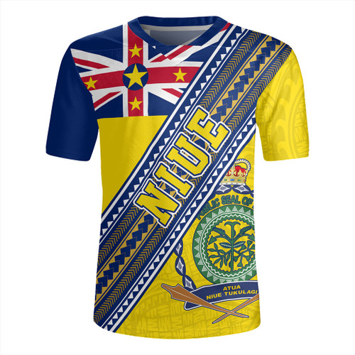 Niue Rugby Jersey Flag And Coat Of Arms