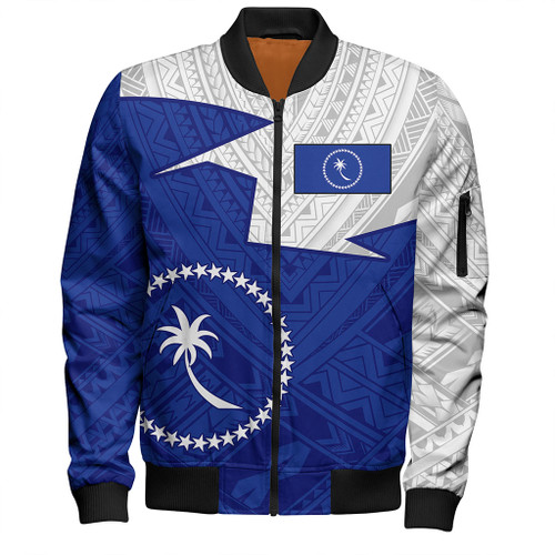 Chuuk State Bomber Jacket Polynesian Tattoo Flag And Coat Of Arms