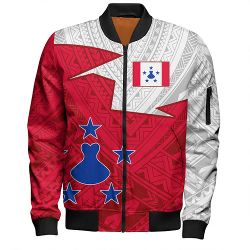 Austral Islands Bomber Jacket Polynesian Tattoo Flag And Coat Of Arms