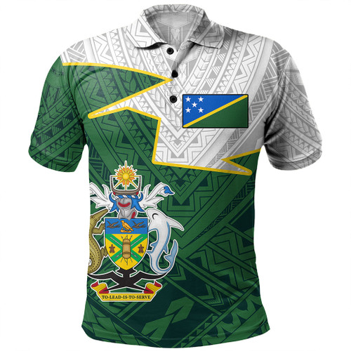 Solomon Islands Polo Shirt Polynesian Tattoo Flag And Coat Of Arms