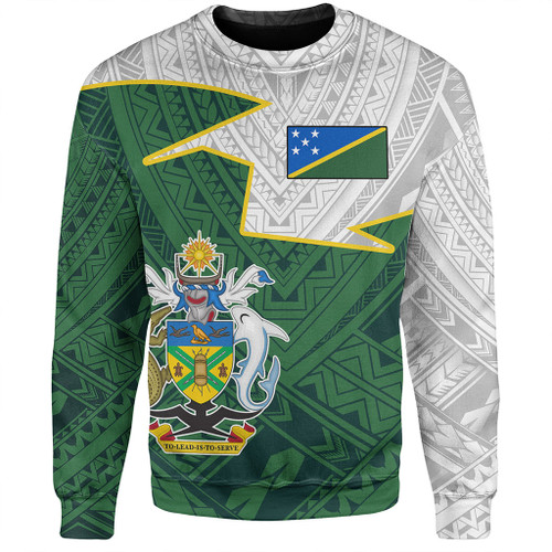 Solomon Islands Sweatshirt Polynesian Tattoo Flag And Coat Of Arms
