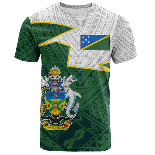 Solomon Islands T-Shirt Polynesian Tattoo Flag And Coat Of Arms