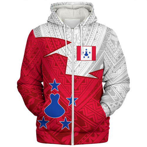 Austral Islands Sherpa Hoodie Polynesian Tattoo Flag And Coat Of Arms