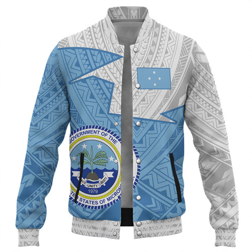 Federated States Of Micronesia Baseball Jacket Polynesian Tattoo Flag And Coat Of Arms