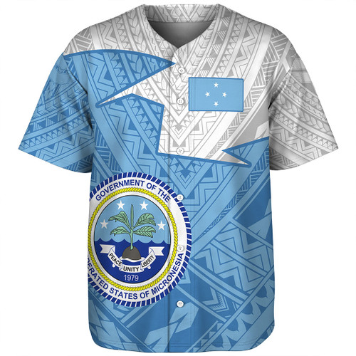 Federated States Of Micronesia Baseball Shirt Polynesian Tattoo Flag And Coat Of Arms