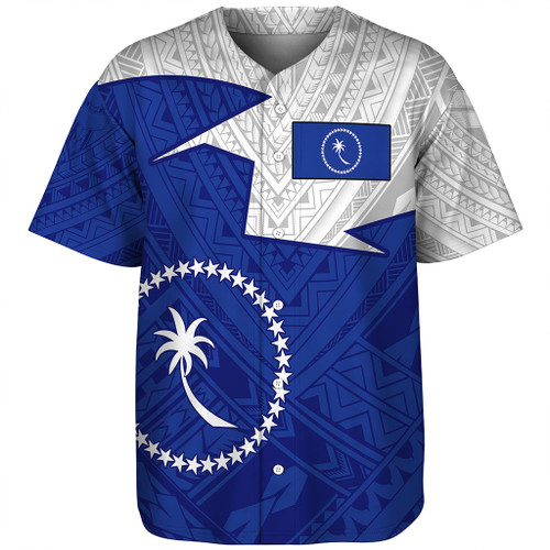 Chuuk State Baseball Shirt Polynesian Tattoo Flag And Coat Of Arms