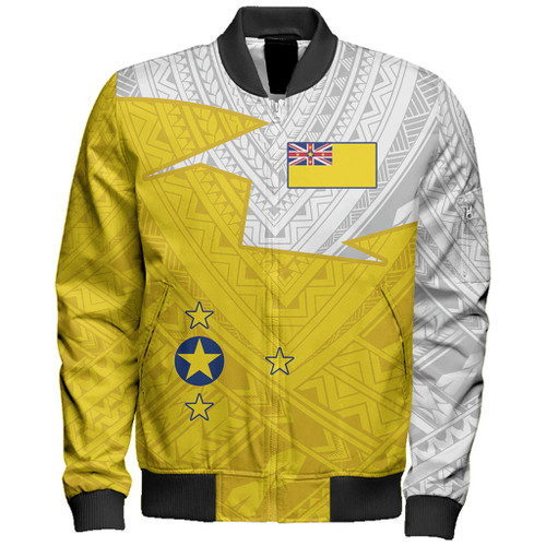 Niue Bomber Jacket Polynesian Tattoo Flag And Coat Of Arms