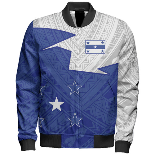Gambier Islands Bomber Jacket Polynesian Tattoo Flag And Coat Of Arms