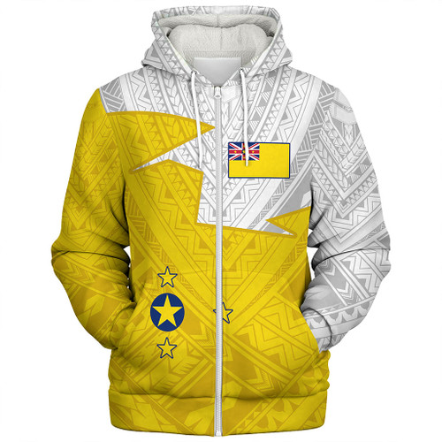 Niue Sherpa Hoodie Polynesian Tattoo Flag And Coat Of Arms