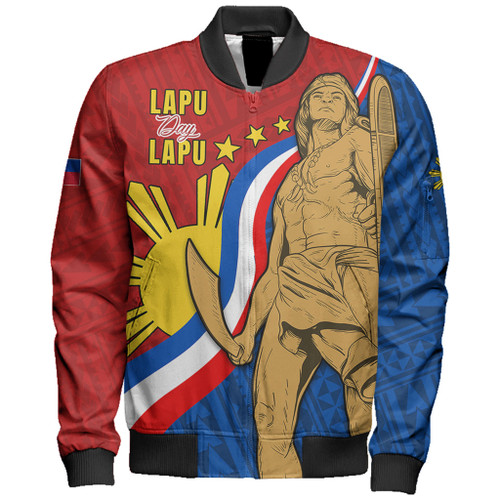 Philippines Filipinos Bomber Jacket Lapu-Lapu Hero With Polynesian Pattern