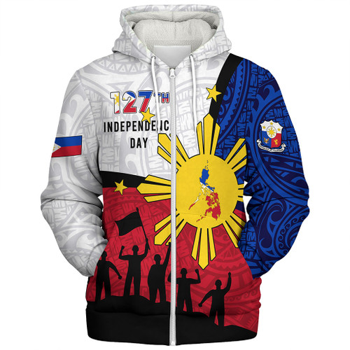 Philippines Filipinos Sherpa Hoodie Independence Day Polynesian Style