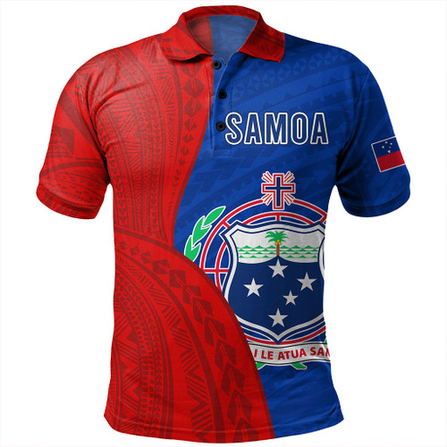 Samoa Polo Shirt Custom Polynesian Pattern With Coat Of Arms