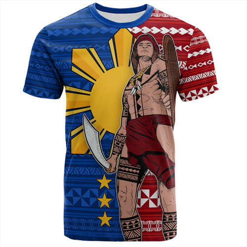 Philippines Filipinos T-Shirt Polynesian Pattern With Lapu-Lapu Hero