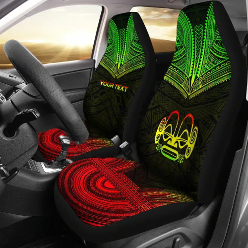 Marquesas Islands Custom Personalised Car Seat Cover - Tiki Face Polynesian Chief Tattoo Reggae Version