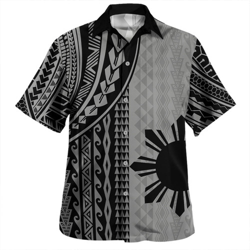Philippines Filipinos Hawaiian Shirt Polynesian Tattoo Gray