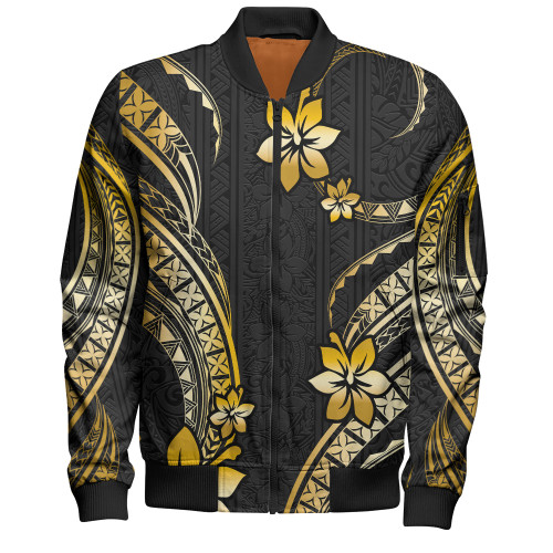 Hawaii Bomber Jacket Polynesian Pattern Plumeria1