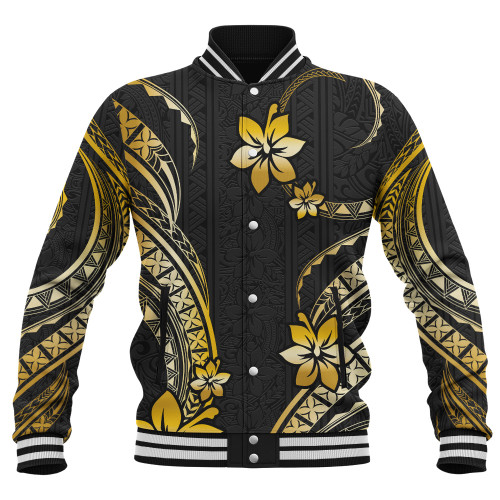 Hawaii Baseball Jacket Polynesian Pattern Plumeria1