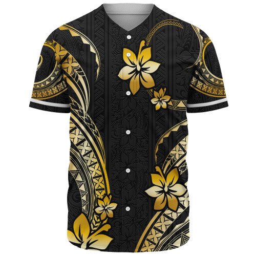Hawaii Baseball Shirt Polynesian Pattern Plumeria GOLD1