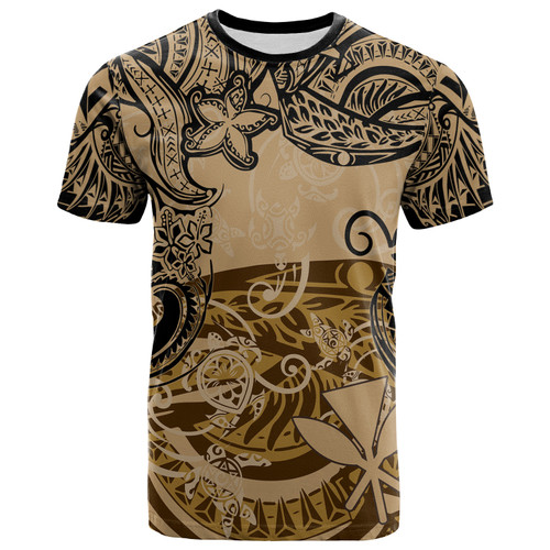 Hawaii T-Shirt Vintage Floral Pattern Gold1