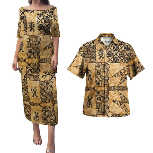 Tonga Combo Puletasi And Shirt Tapa Cloth Vintage