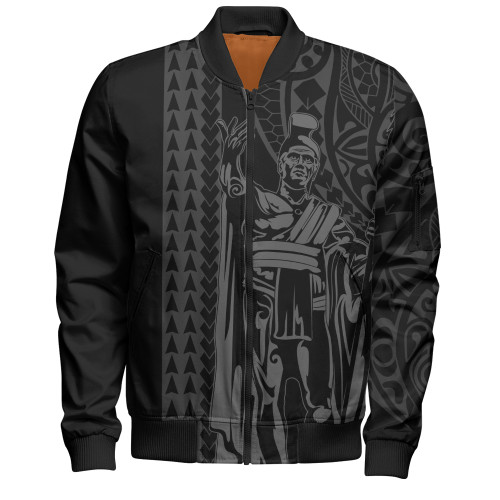 Hawaii Bomber Jacket Polynesian Tribal King Kamehameha I Kakau